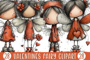Valentines Fairy Clipart, an Illustration by Designking