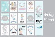 12 cute lovely design boho cards6#, a Card Template by Piixypeach (Thumbnail 2 of 3)