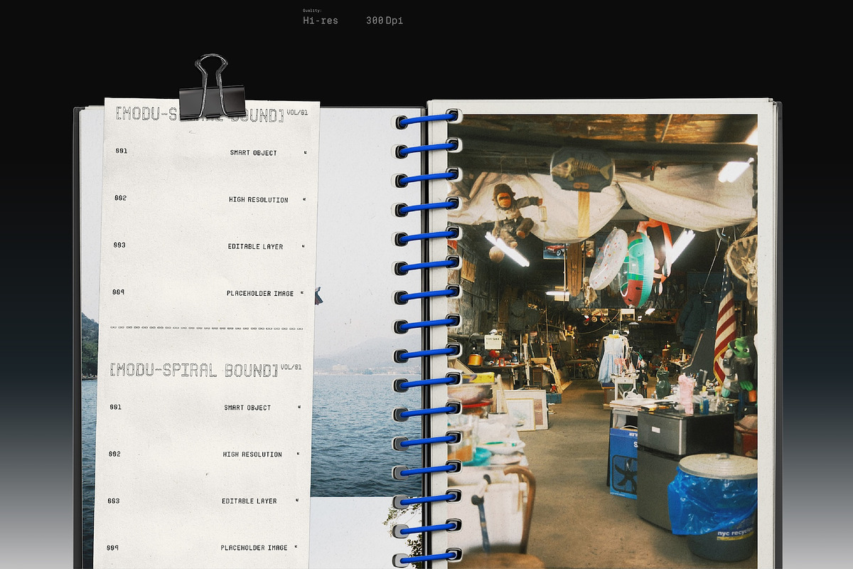 Spiral Notebook Mockup – 4 Scenes, a Books & Magazine Mockup by Moduclave Studio (Photo 3 of 5)
