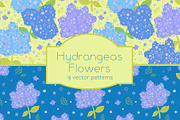 Hydrangeas floral vector pattern, a Pattern Graphic by Carpet Tapete Pretzel (Thumbnail 1 of 14)