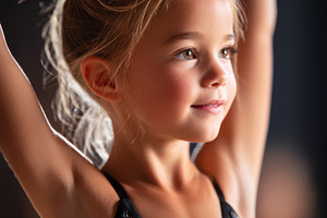 Young girl celebrating in a sparkling dance outfit, a Sports & Recreation Photo by AlyaAnd