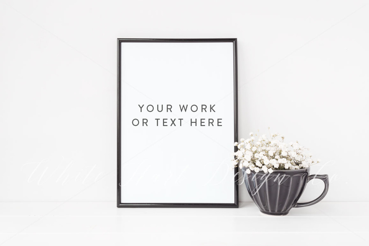 The Black A4 frame mockup bundle, a Print Template by White Hart Co. (Photo 3 of 6)