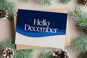 Hello December lettering card