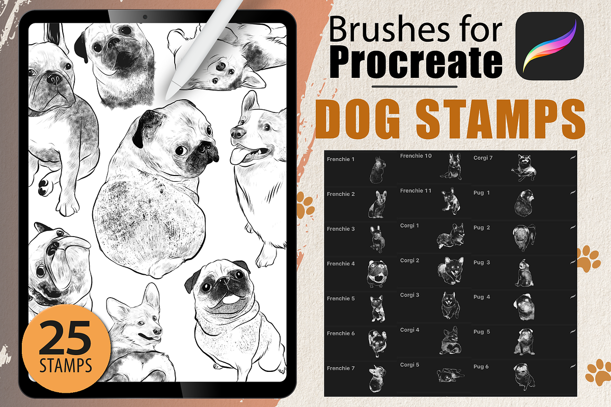 Procreate - Dog Stamps, a Brush Add-On by DiBrush Studio