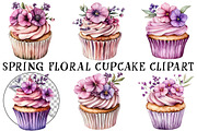Spring Floral Cupcake Clipart, an Illustration by OK Design (Thumbnail 2 of 6)