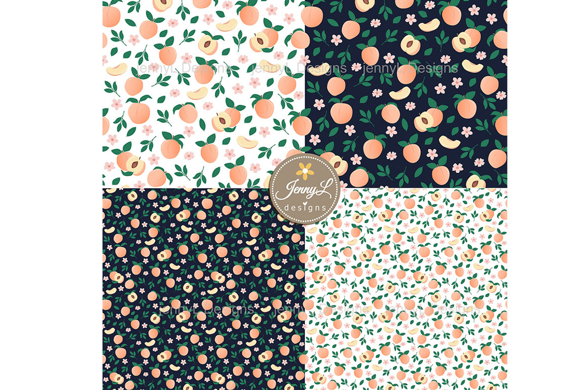 Peaches Digital Papers & Clipart, a Pattern Graphic by JennyL Designs (Photo 4 of 7)