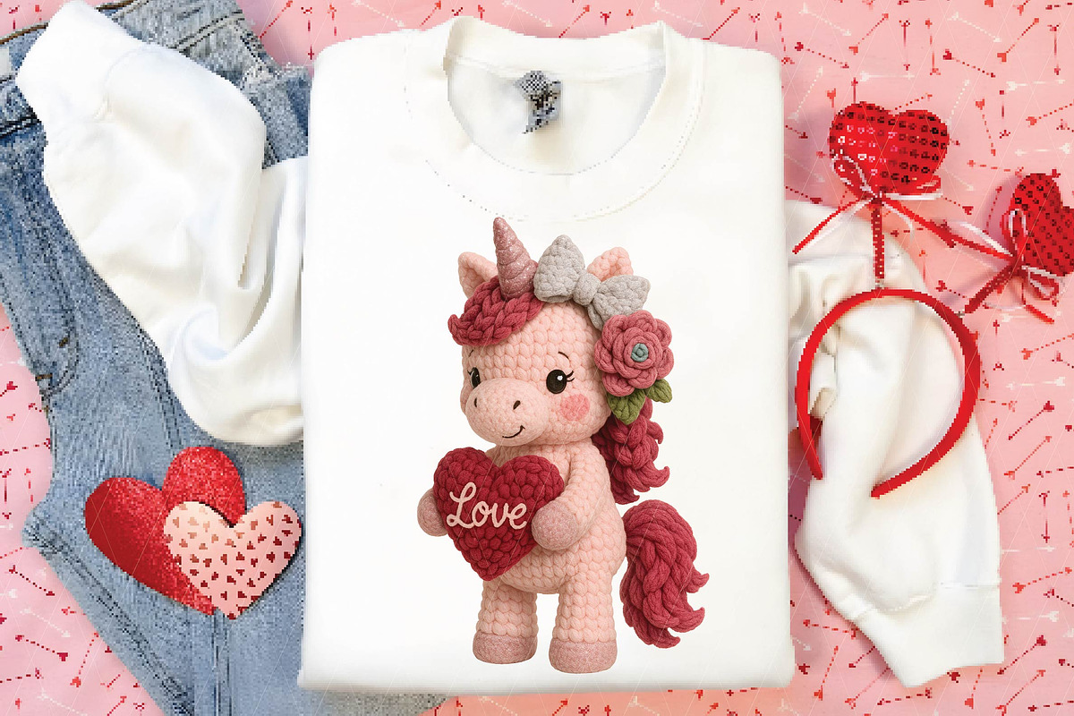 Crochet Faux Yarn Valentine Unicorn, an Illustration by DreamPrint404 (Photo 4 of 8)