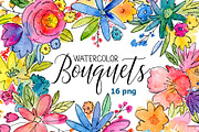 Watercolor bouquets of flowers, a Graphic by GraphicsDish (Thumbnail 1 of 3)