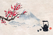 Sumi-e ink painting. Tea ceremony., a Food Illustration by Elina_Li (Thumbnail 11 of 17)