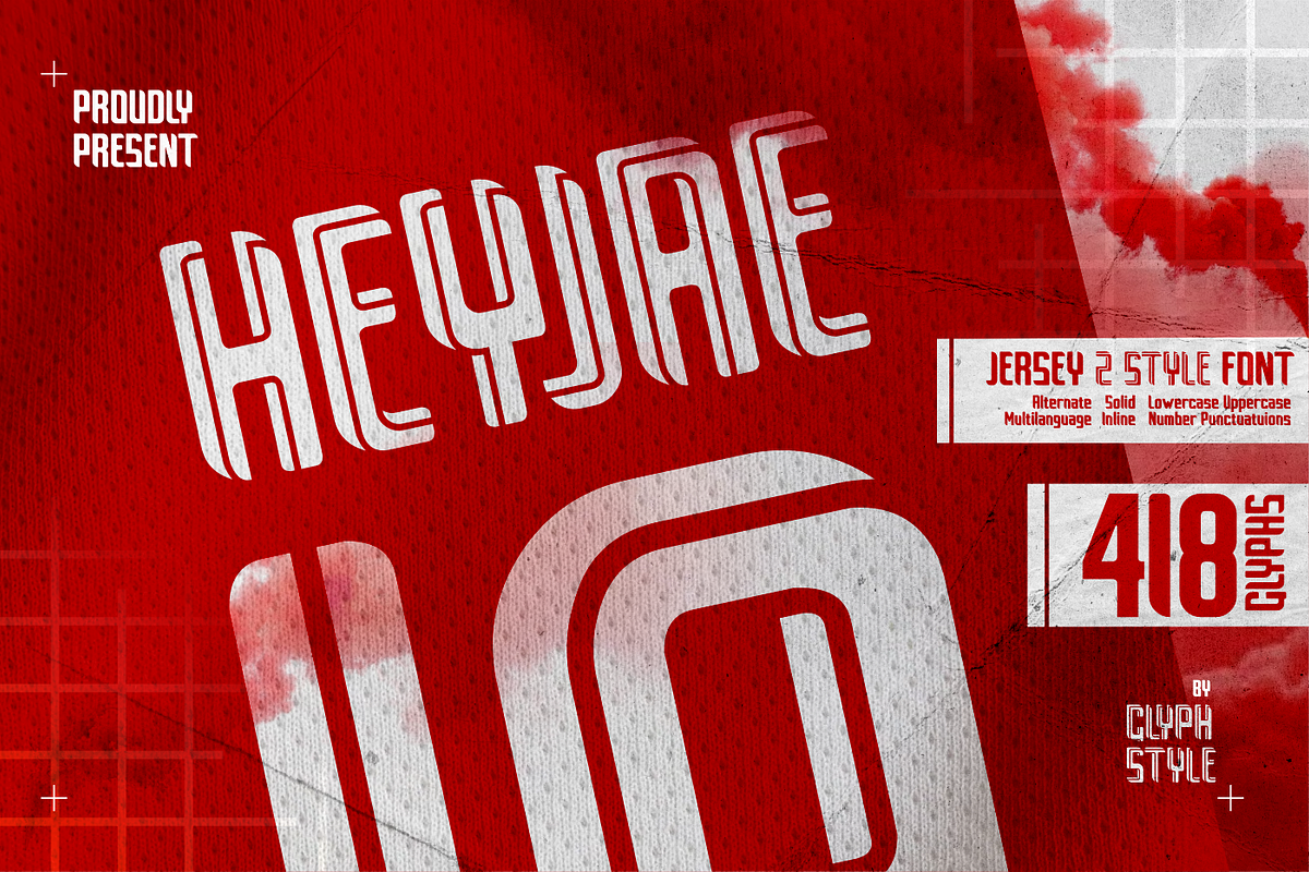 Heyjae Jersey, a Sans Serif Font by Glyphstyle (Photo 1 of 6)