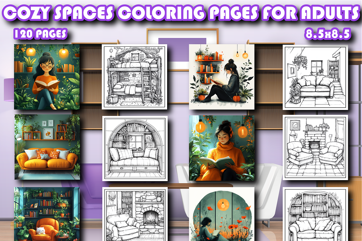 Cozy Spaces Coloring Pages for Adult, an Object Illustration by Design Home (Photo 1 of 3)