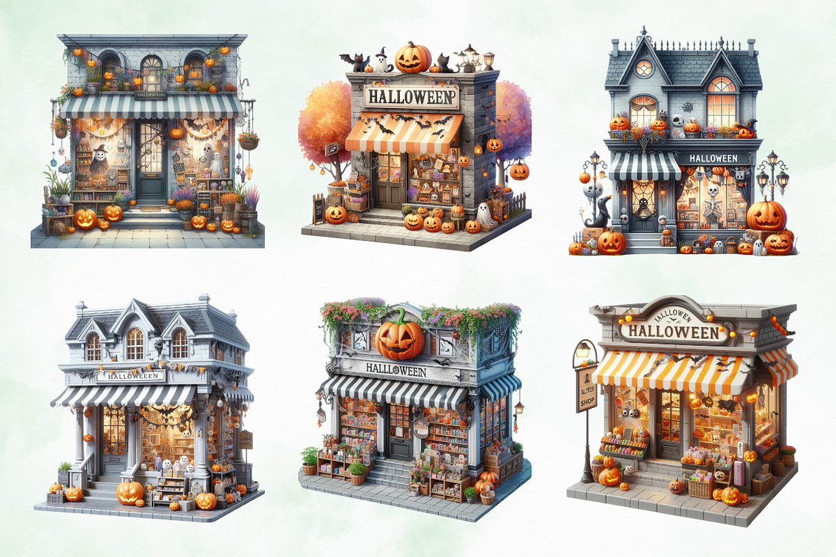 Halloween Shop Storefront Clipart, an Illustration by Creative Art (Photo 2 of 4)