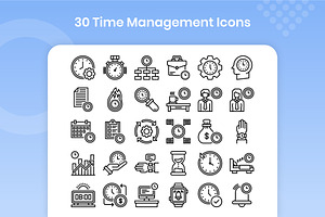 30 Time Management Icons Set - Line