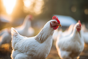 White free range chickens walking on, an Animal Photo by MistyDay