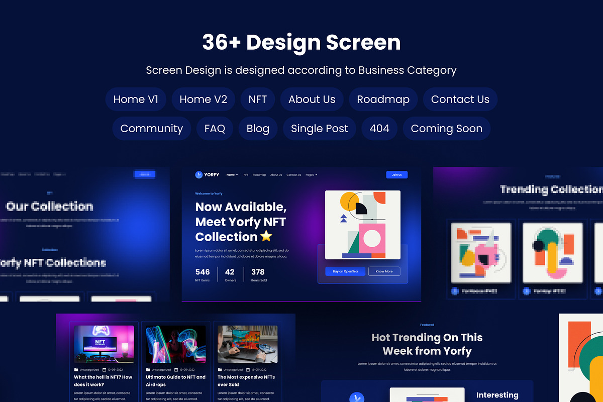 Yorfy NFT Portfolio Website UI Kit, a Templates & Theme by Streal Creative (Photo 2 of 7)