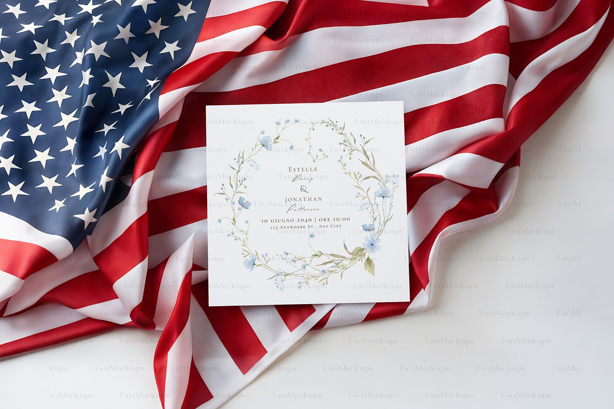 Patriotic Square Mockup with US Flag, a Product Mockup by TatiMockup (Photo 3 of 4)