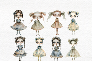 Peculiar Clipart, Whimsical Dolls