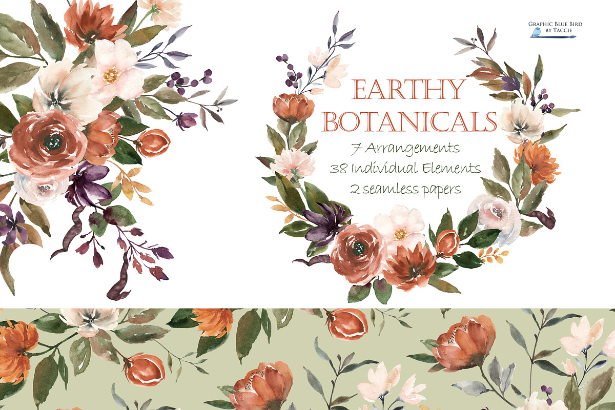 Copper and Beige Flowers &  Wreaths, an Illustration by Graphic Blue Bird (Photo 1 of 6)