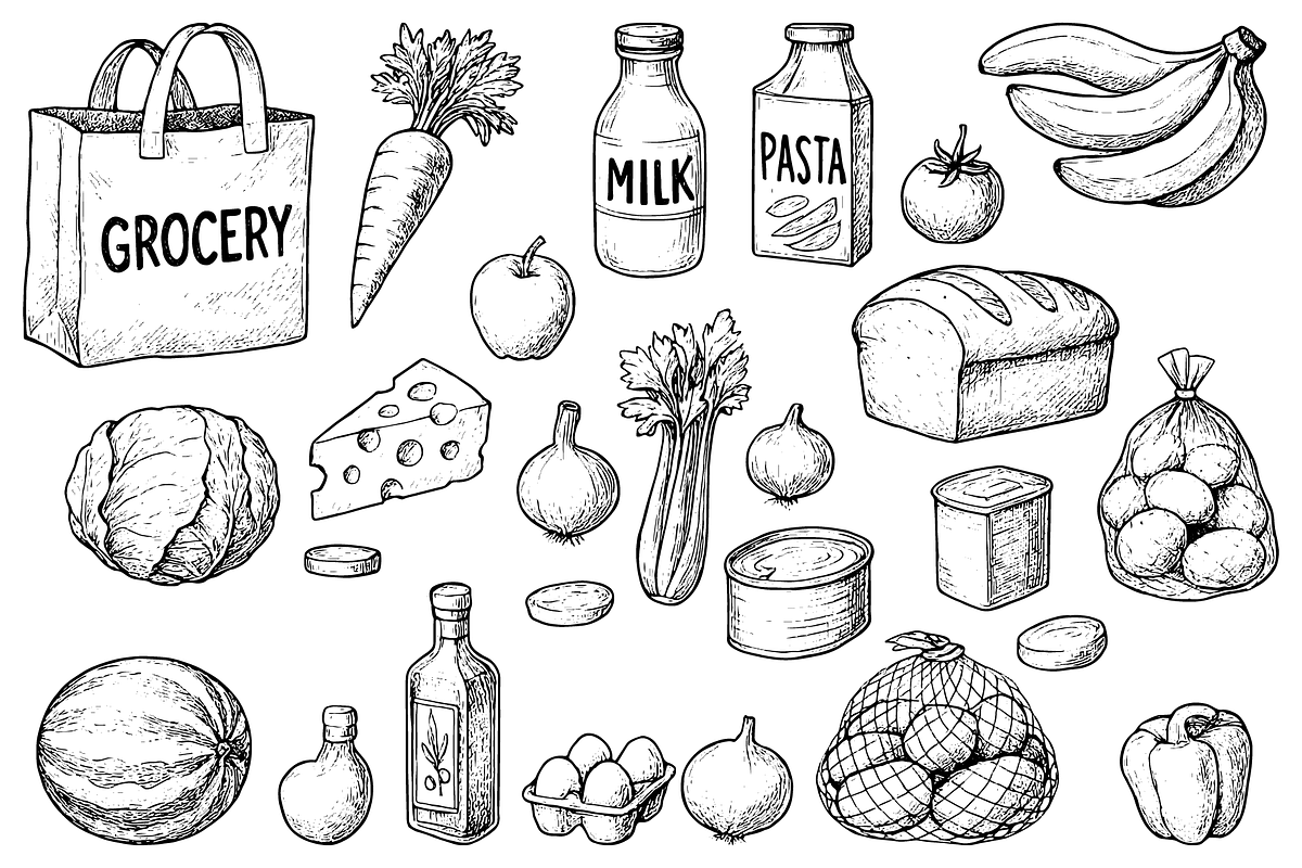 Vintage Grocery Food Set, an Object Graphic by RT Studio (Photo 3 of 4)