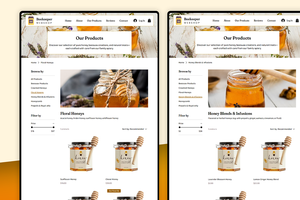 Beekeeper & Honey Webshop Template, a Wix Template by Kitteeh (Photo 16 of 20)