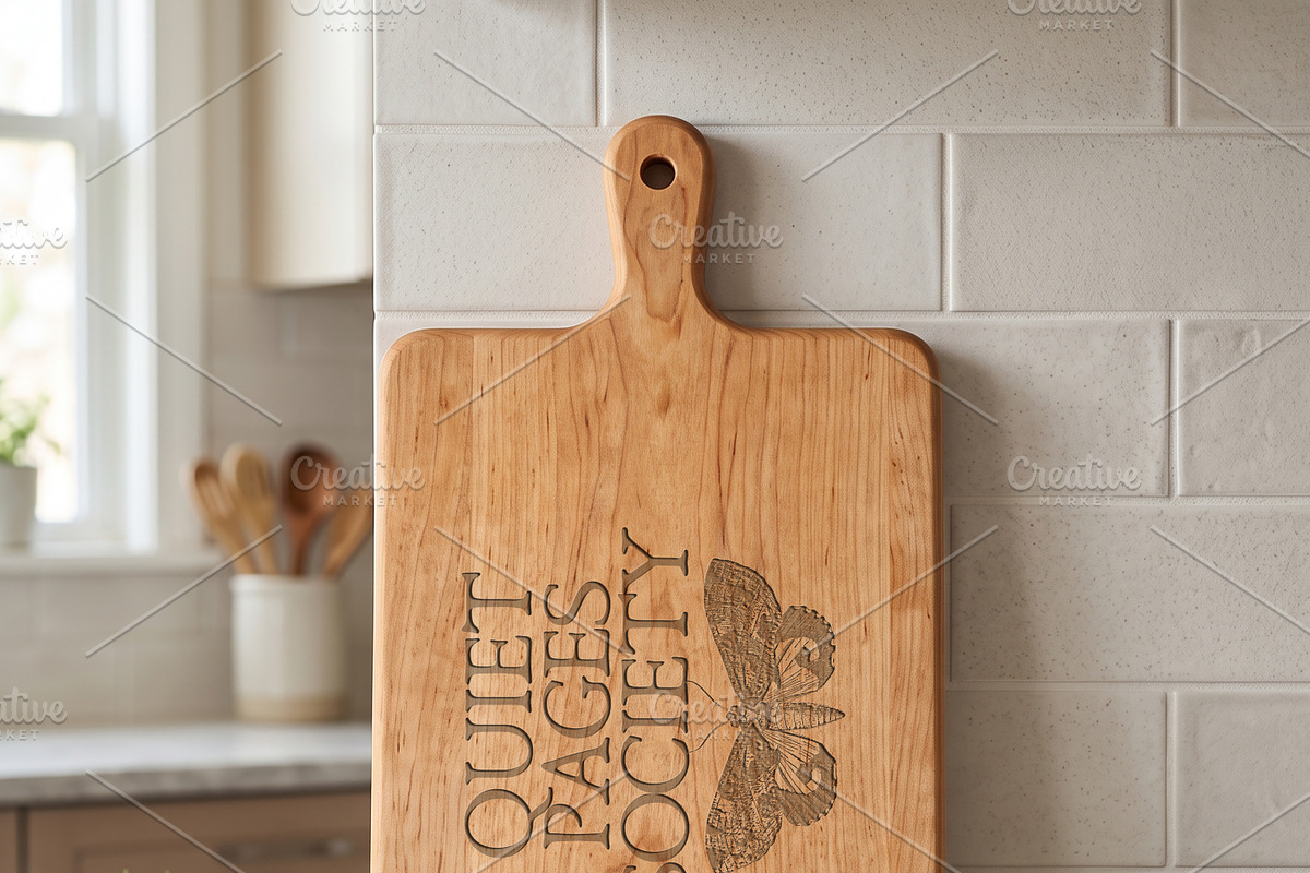 Engraved Wooden Cutting Board Mockup, a Household Mockup by Pixel Foundry (Photo 4 of 9)