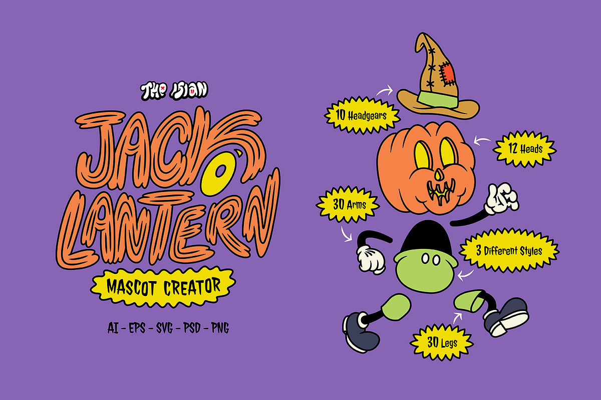 Jack O' Lantern Mascot Creator, a Seasonal Illustration by The Isian (Photo 1 of 17)