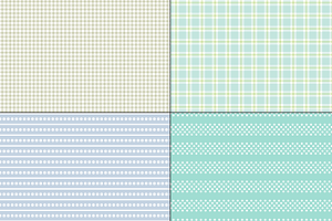 Seamless Blue Green Stripes & Plaids