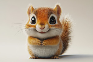 Cute squirrel with large eyes and fu, a Photo by Tanuart