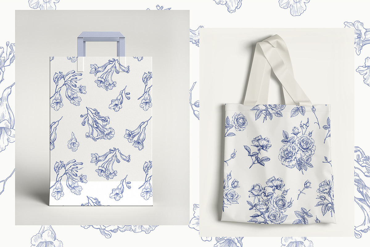 Vintage Seamless Patterns Toile Blue, a Pattern Graphic by ON_lineart_store (Photo 9 of 10)