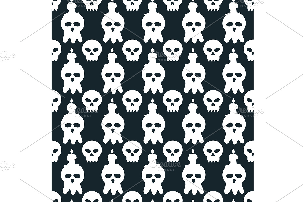 Doodle skulls seamless pattern, a Texture Illustration by LadadikArt