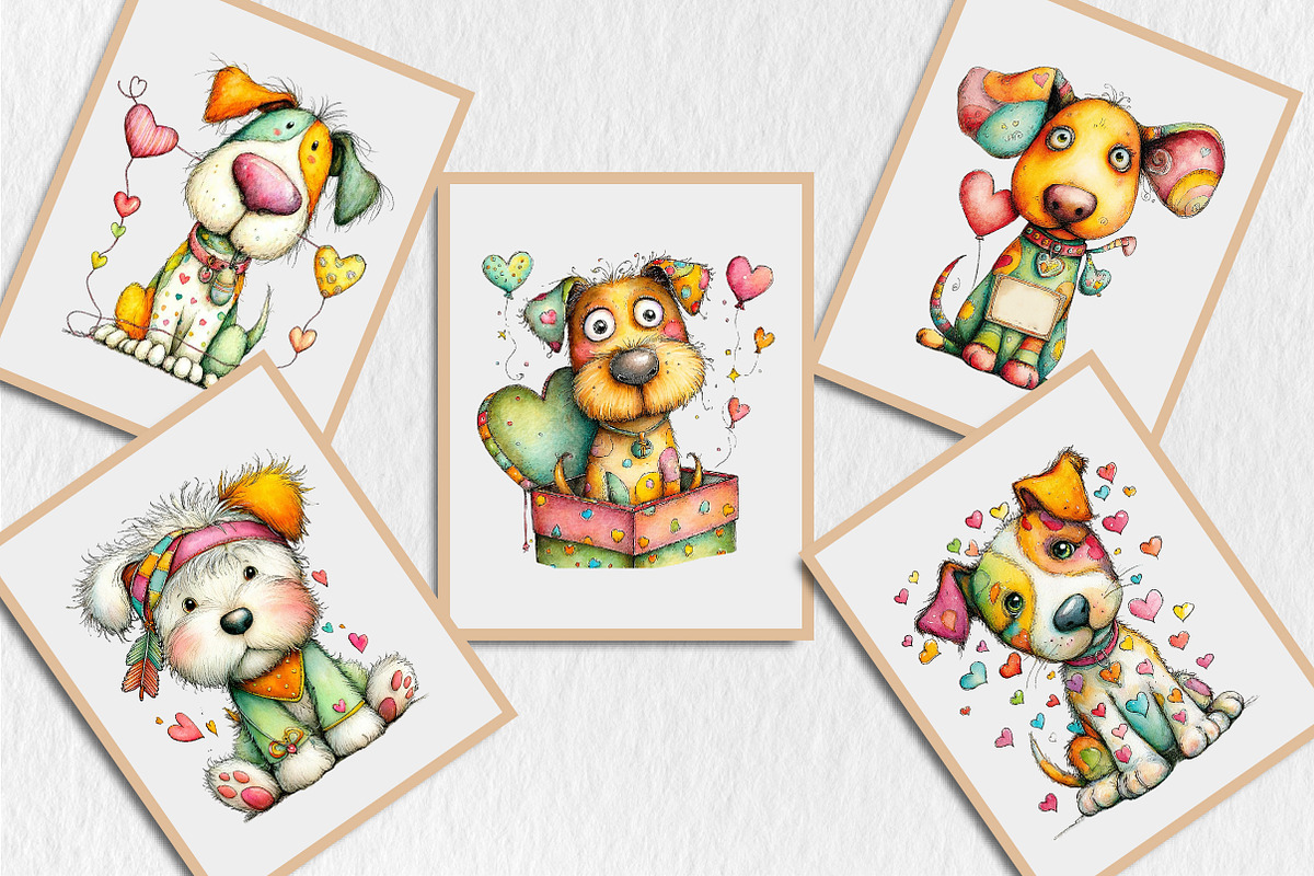 Quirky Valentine Day Dog Clipart, a Seasonal Illustration by Rose Art (Photo 6 of 7)