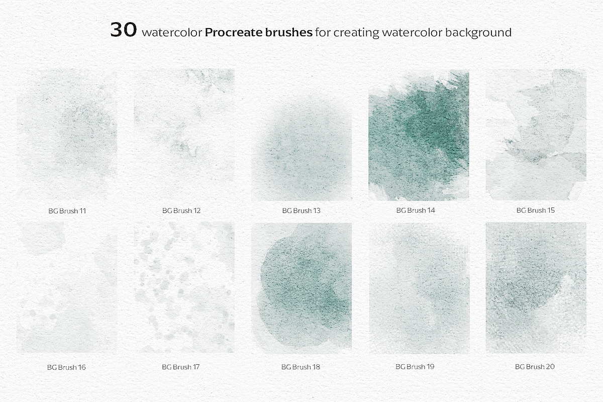 Procreate Watercolor Brushes for BG, a Brush Add-On by Jenteva Art