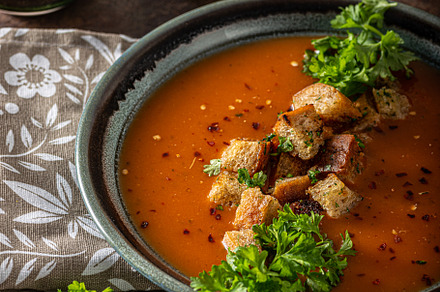Original goulash soup with bread, a Food & Drink Photo by Stepanek Photography
