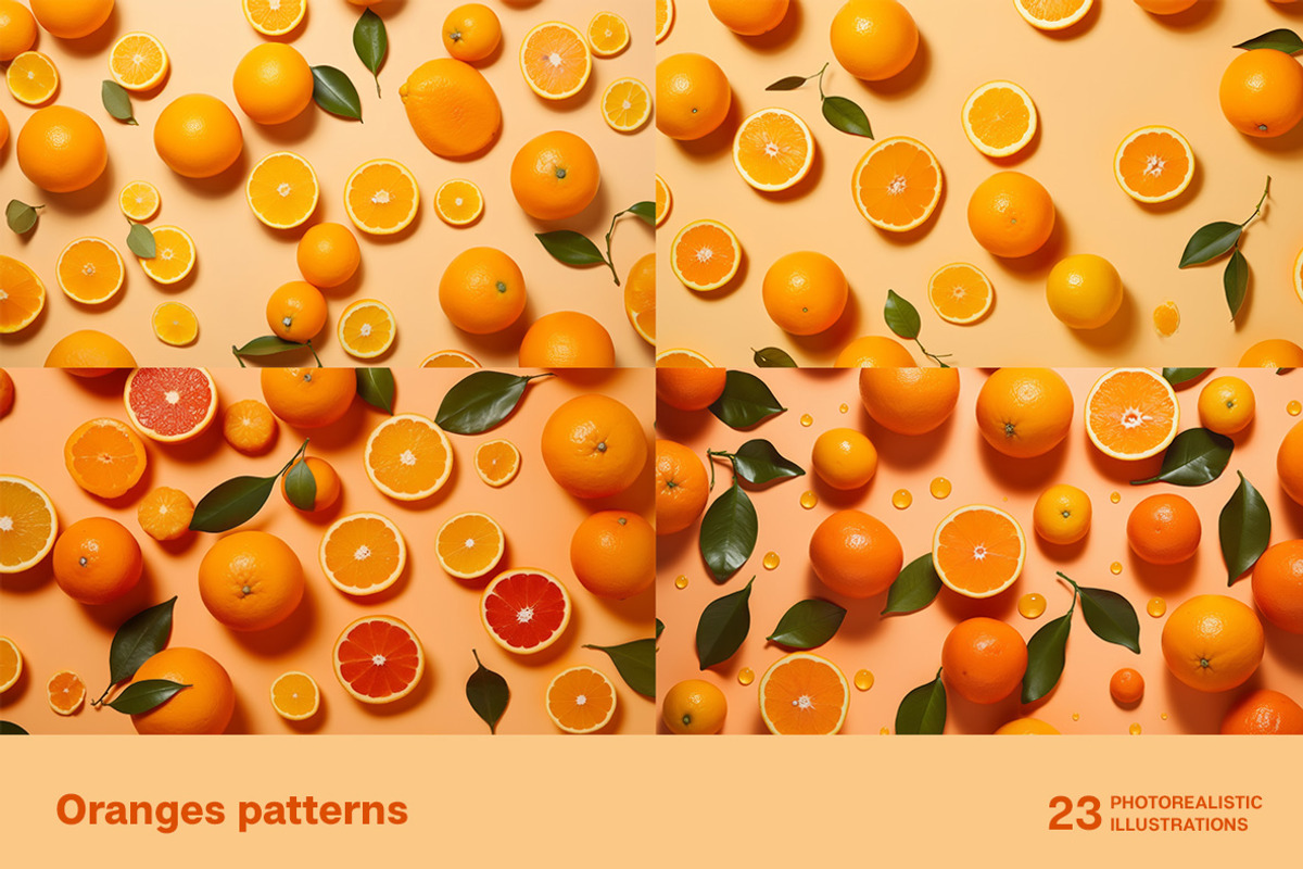 Oranges patterns - 23 images, a Food Illustration by Handmadefont (Photo 2 of 9)