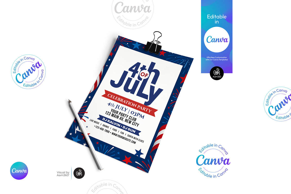 4th of July party invitation, a Flyer Template by Aam360 (Photo 3 of 3)