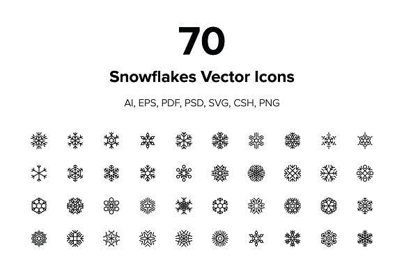 70 Snowflakes Vector Icons