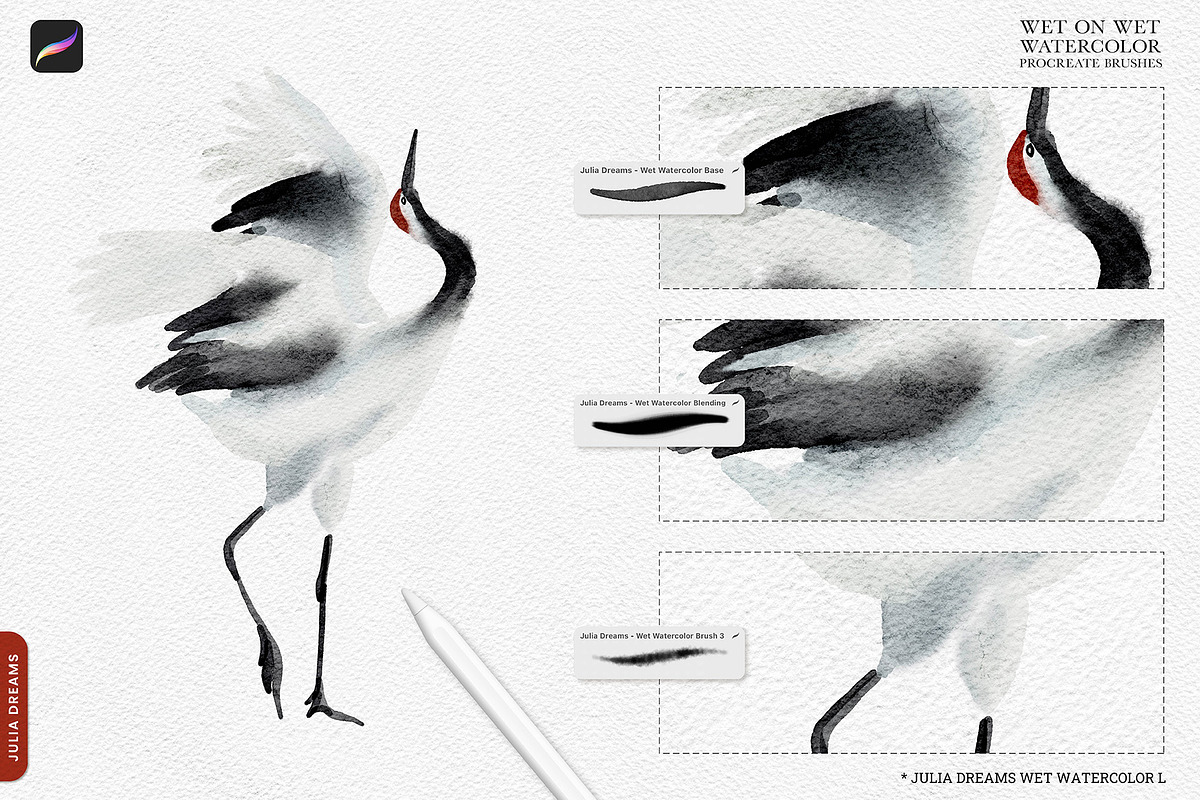 Wet Watercolor Procreate Brushes, a Brush Add-On by Julia Dreams (Photo 2 of 7)