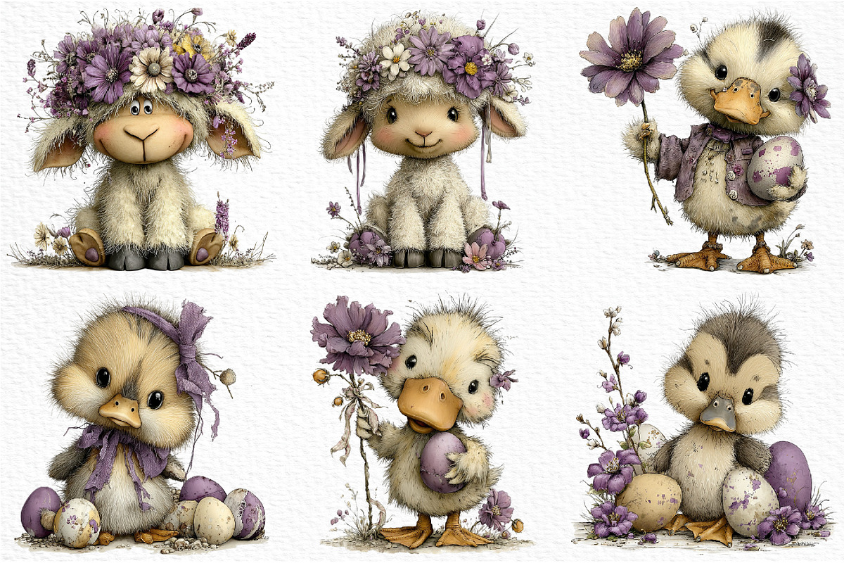 Whimsical Easter Animals Clipart, an Illustration by Craft Nest (Photo 3 of 12)