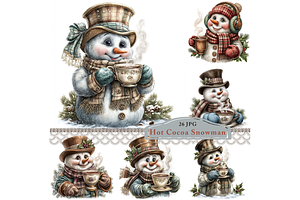 Hot Cocoa Snowman Clipart JPG, an Illustration by Memories By Lea