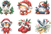 Chinoiserie Christmas Clipart, an Illustration by CraftArtStudio (Thumbnail 3 of 6)