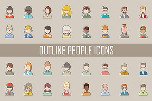 Set of outline people icons