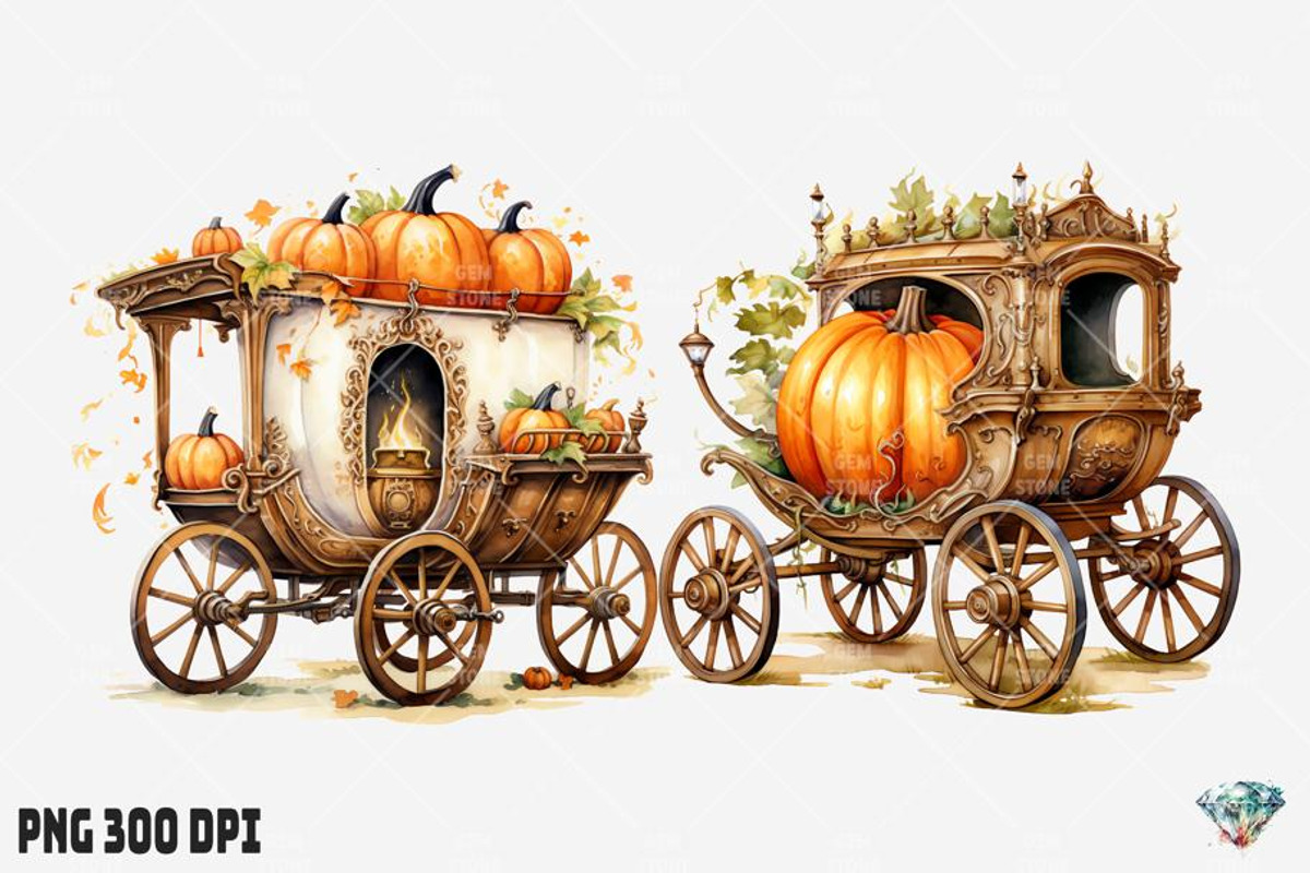 Pumpkin Chariot Watercolor, an Illustration by Gemstone (Photo 3 of 12)