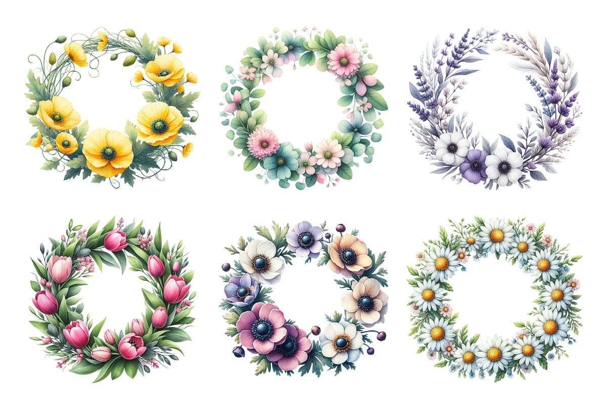 Spring Floral Wreath Bundle, an Illustration by Daily.Designs (Photo 4 of 5)