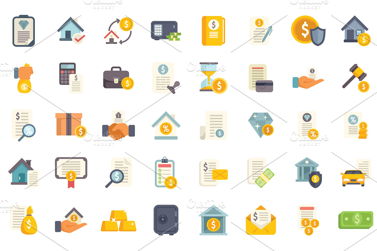 Loan agreement icons showing, an Object Illustration by Ylivdesign