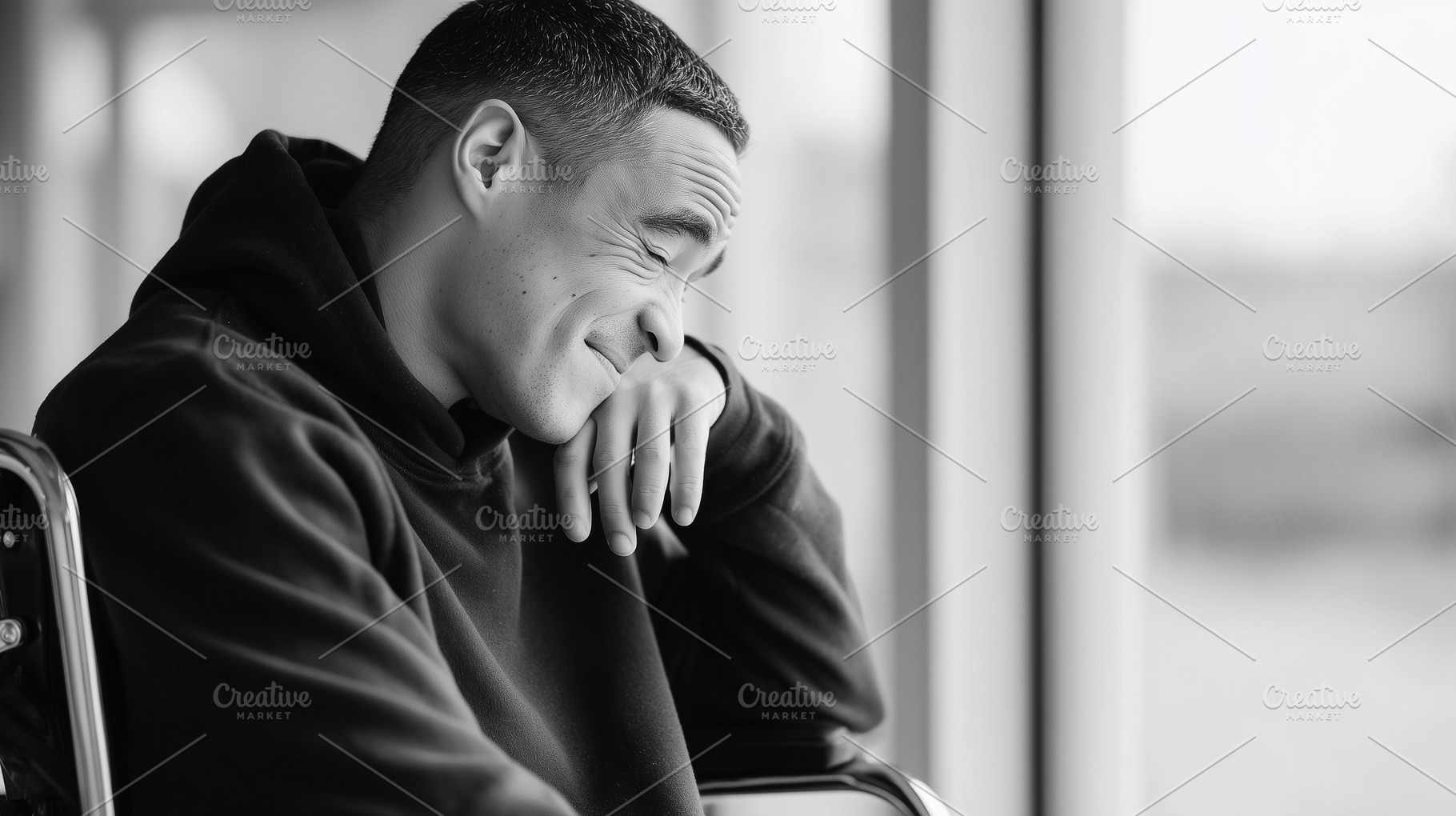 Black and white portrait of disabled, a Person Photo by MistyDay