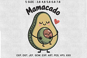 Mamacado Avocado Machine Embroidery, an Illustration by Moss Rose (Thumbnail 1 of 3)