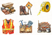 Watercolor Construction Clipart, an Illustration by OK Design (Thumbnail 5 of 5)