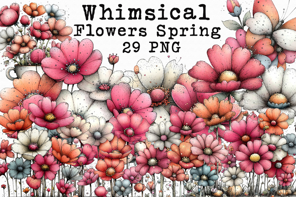 Whimsical Flowers Spring Clipart, an Illustration by Libby Wishes (Photo 1 of 8)