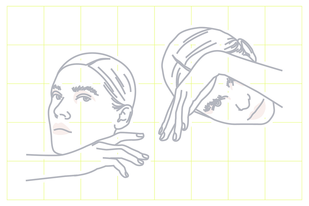 Line Illustrations Set Female Faces, a Person Illustration by line & plane (Photo 9 of 11)