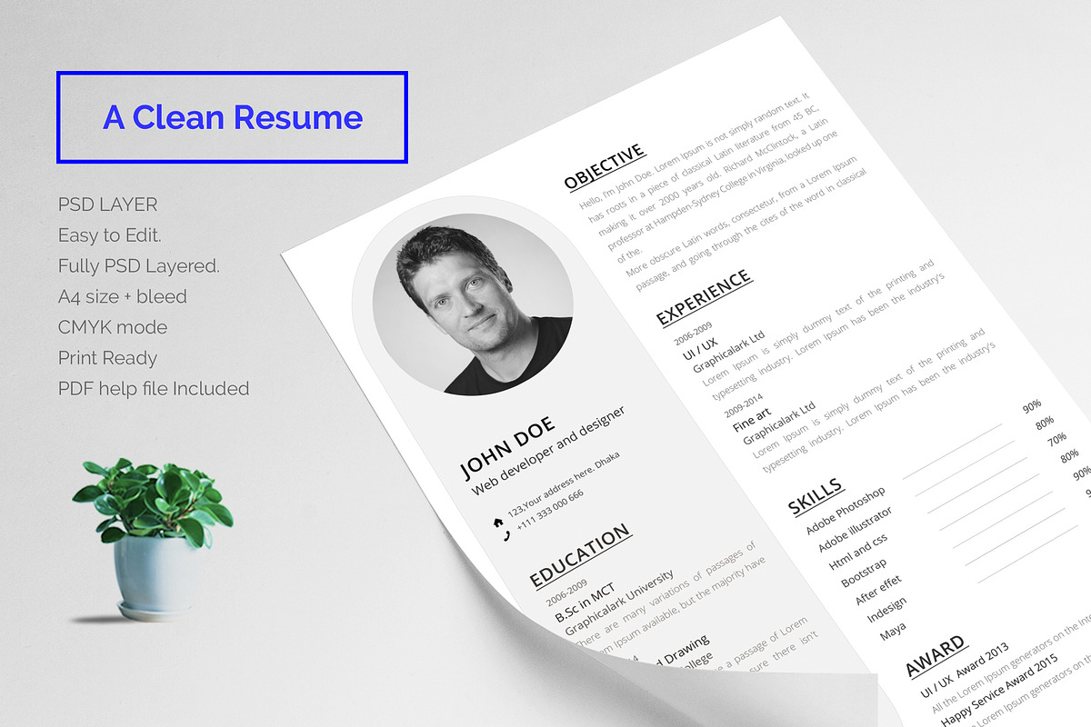 Resume Print Template, a Resume Template by Graphicalark (Photo 1 of 4)